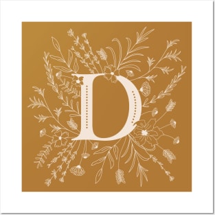 Botanical Letter D (Mustard Yellow) Posters and Art